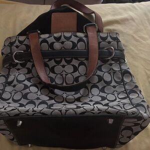Coach Signature Pattern Tote with Brown and Black Accents vintage